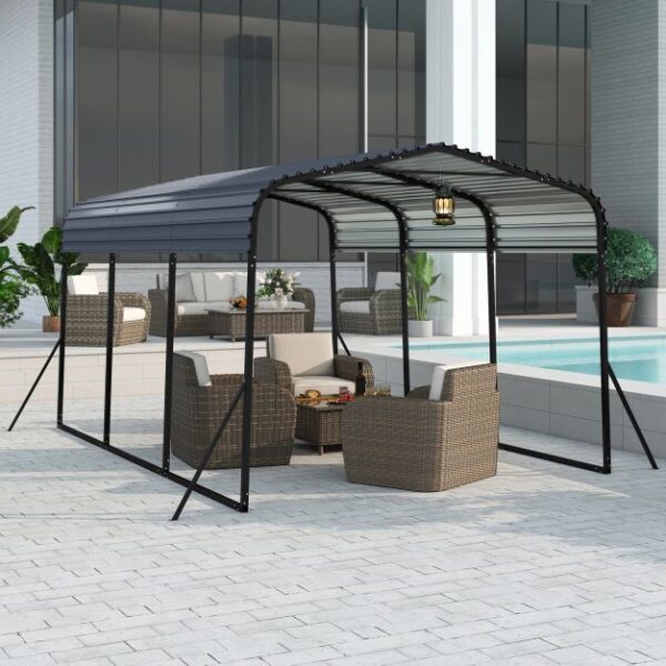 Pro-Tect 10'x15' Metal Carport Shelter Canopy - Black - Image 3