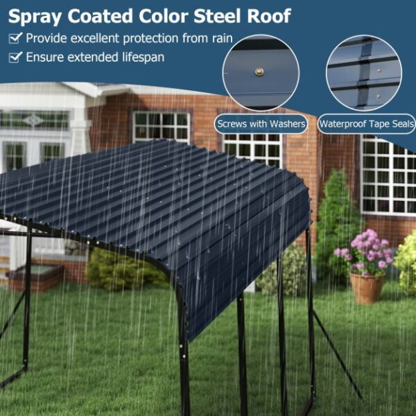 Pro-Tect 10'x15' Metal Carport Shelter Canopy - Black - Image 8