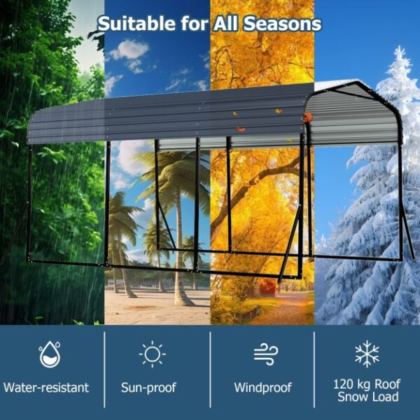 Pro-Tect 10'x15' Metal Carport Shelter Canopy - Black - Image 9