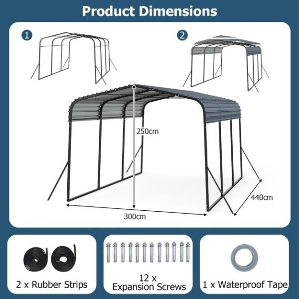 Pro-Tect 10'x15' Metal Carport Shelter Canopy - Black - Image 11