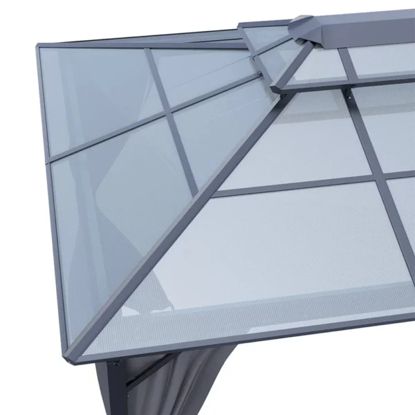 Living and Home 12'x10' Aluminium Grey Hardtop Patio Gazebo - Image 6