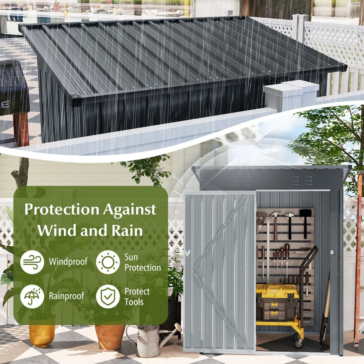 Pro-Tect 5'x2.5' Metal Pent Shed - Grey - Image 5