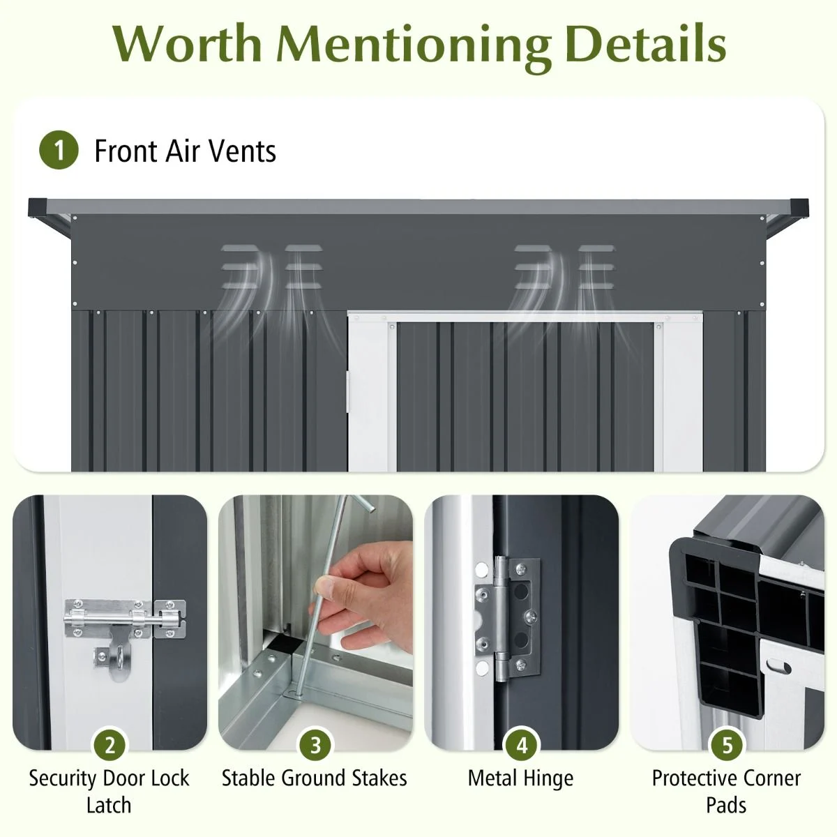 Pro-Tect 5'x2.5' Metal Pent Shed - Grey - Image 6