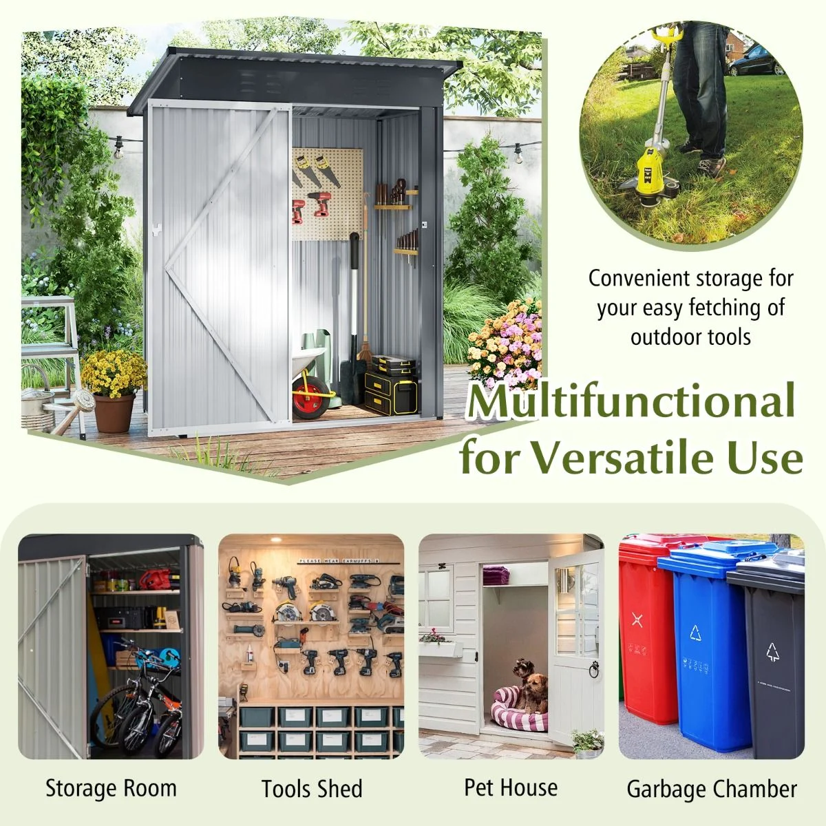 Pro-Tect 5'x2.5' Metal Pent Shed - Grey - Image 7