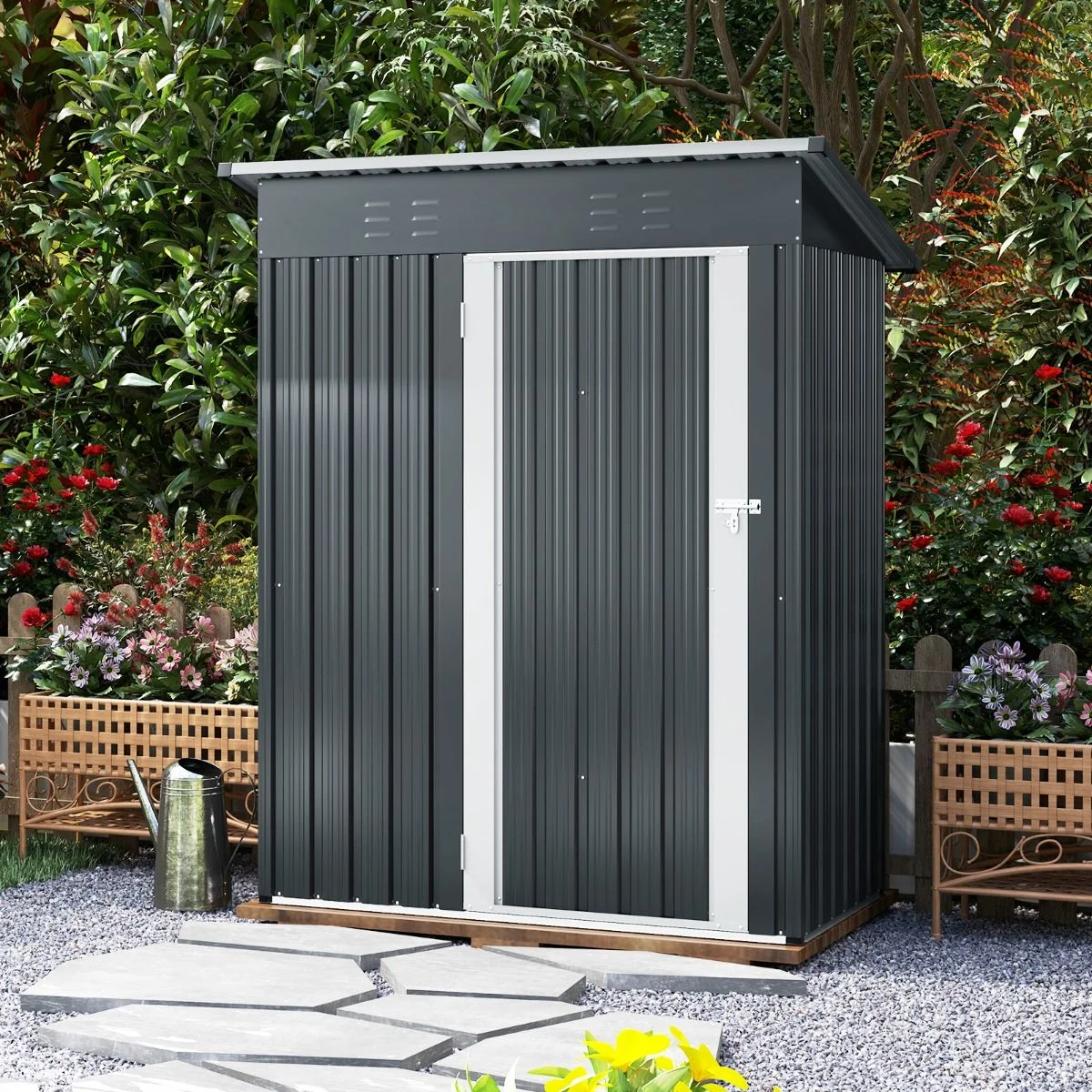 Pro-Tect 5'x2.5' Metal Pent Shed - Grey - Image 8