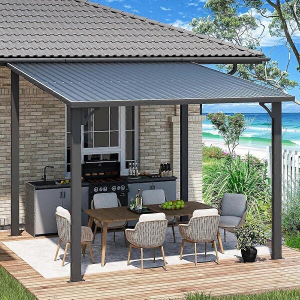 Pro-Tect 10'x10' Wall-Mounted Steel Roof Pergola