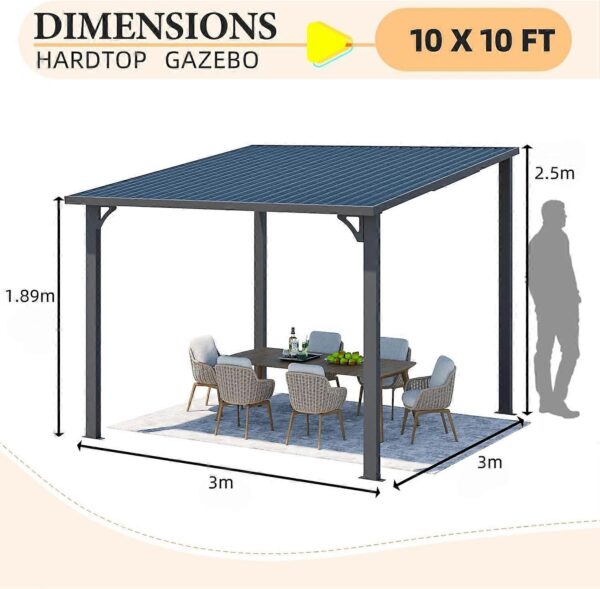 Pro-Tect 10'x10' Wall-Mounted Steel Roof Pergola - Image 9