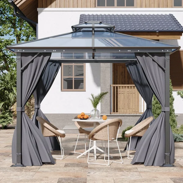 Living and Home 10'x10' Aluminium Double-Top Sun Canopy Gazebo - Image 2
