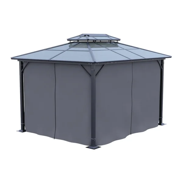 Living and Home 12'x10' Aluminium Grey Hardtop Patio Gazebo - Image 8