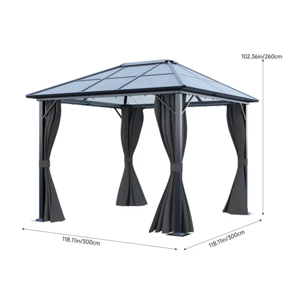 Living and Home 10'x10' Aluminium Grey Single-Roof Gazebo - Image 3