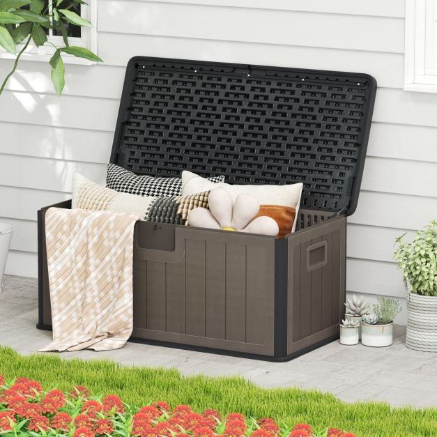 Pro-Tect 380 Litre Outdoor Storage Deck Box - Brown - Image 3