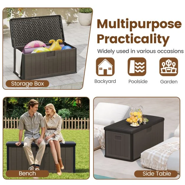 Pro-Tect 380 Litre Outdoor Storage Deck Box - Brown - Image 9