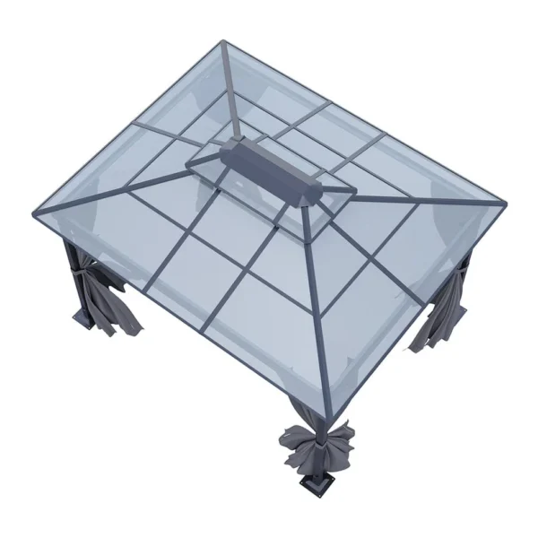 Living and Home 12'x10' Aluminium Grey Hardtop Patio Gazebo - Image 3