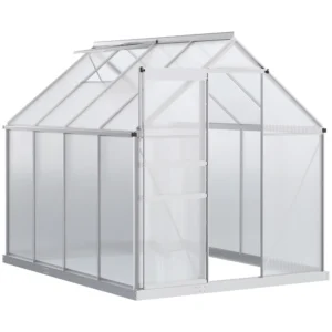 Outsunny 6ft x 8ft Polycarbonate Greenhouse - Silver Tone