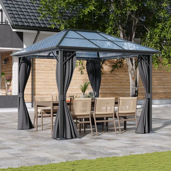 Living and Home 10'x10' Aluminium Grey Single-Roof Gazebo - Image 4