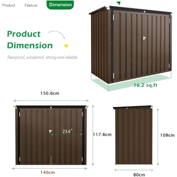 Pro-Tect Addition 5'x 3' Double Metal Wheelie Bin Storage Unit - Dark Grey - Image 4