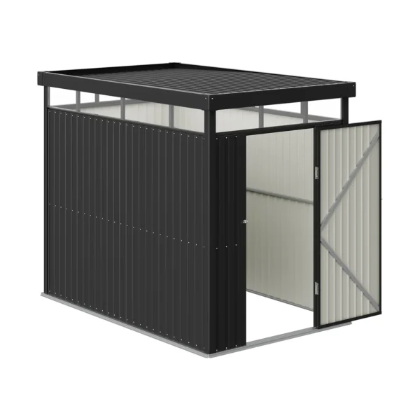 Living and Home 5x8 Flat Roof Tool Shed - Charcoal Black - Image 4