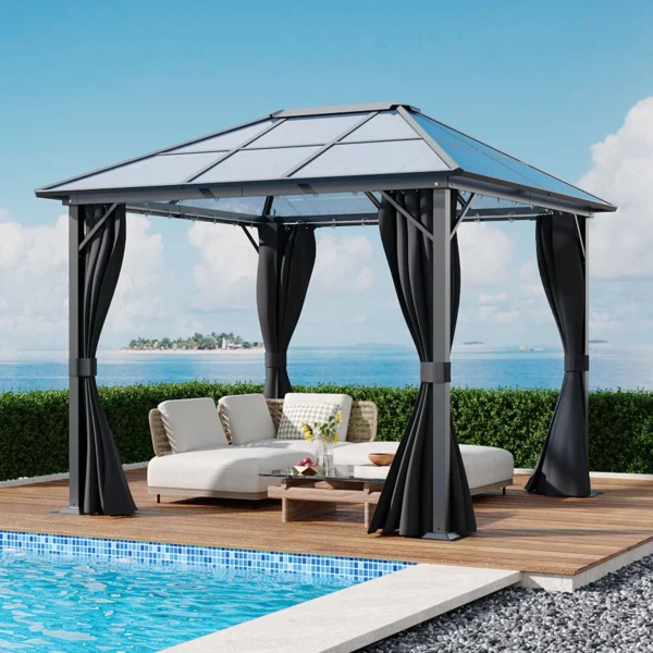 Living and Home 10'x10' Aluminium Grey Single-Roof Gazebo - Image 7