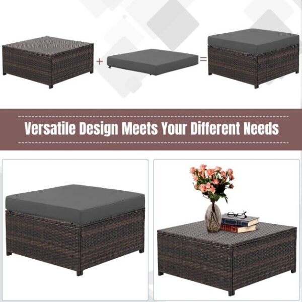 Pro-Tect 5 Piece Outdoor Rattan Patio Furniture Set with Removable Cushions - Mix Brown/Grey - Image 5