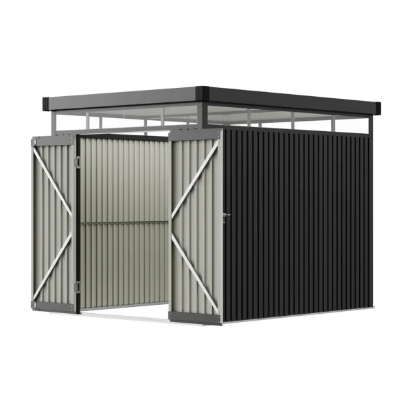 Living and Home 6.5x8 Flat Roof Tool Shed - Charcoal Black - Image 2