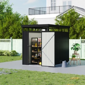 Living and Home 5x8 Flat Roof Tool Shed - Charcoal Black