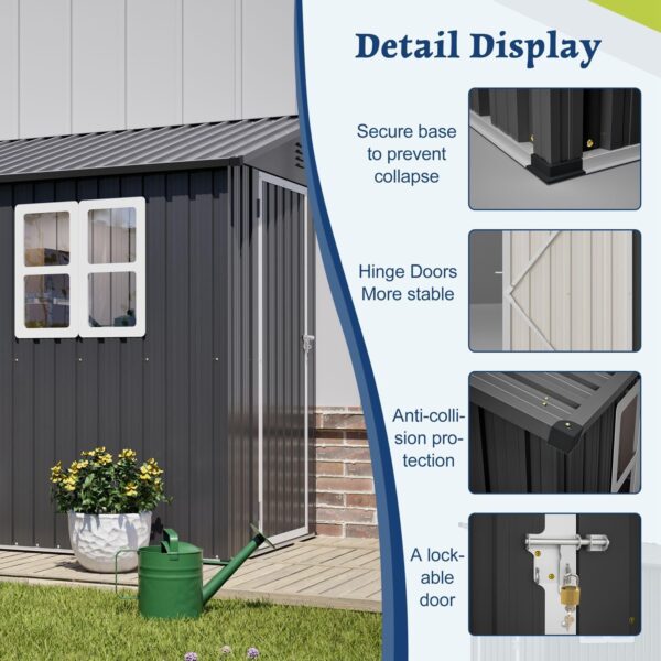 Pro-Tect 4'x8' Metal Lean To Shed with Foundation Grid - Anthracite and White - Image 7
