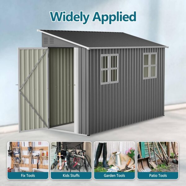 Pro-Tect 4'x10' Metal Lean To Shed - Grey and White - Image 9