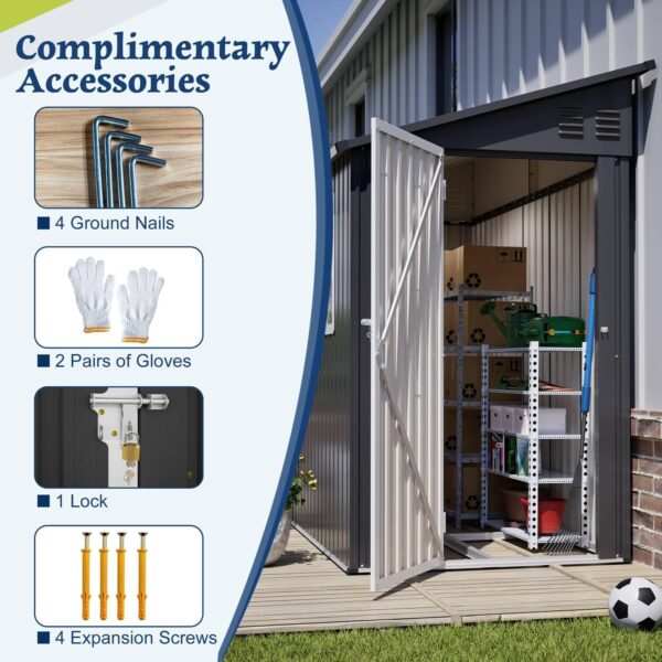 Pro-Tect 4'x8' Metal Lean To Shed with Foundation Grid - Anthracite and White - Image 2