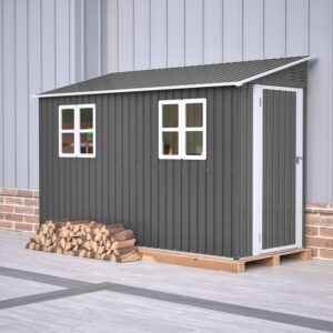 Pro-Tect 4'x10' Metal Lean To Shed - Grey and White