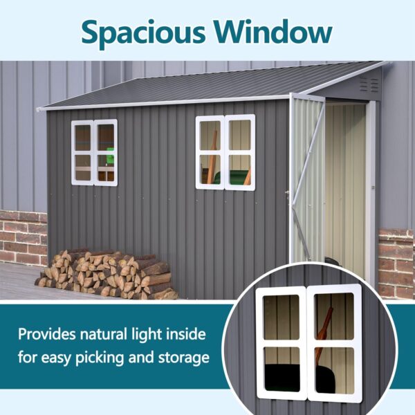 Pro-Tect 4'x10' Metal Lean To Shed - Grey and White - Image 3