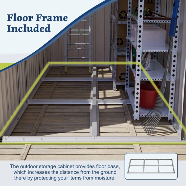 Pro-Tect 4'x8' Metal Lean To Shed with Foundation Grid - Anthracite and White - Image 3