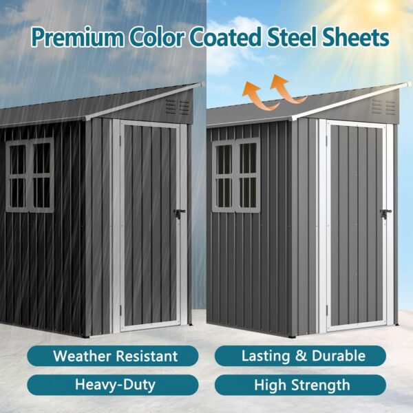 Pro-Tect 4'x10' Metal Lean To Shed - Grey and White - Image 5