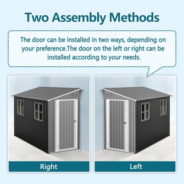Pro-Tect 4'x10' Metal Lean To Shed - Grey and White - Image 6