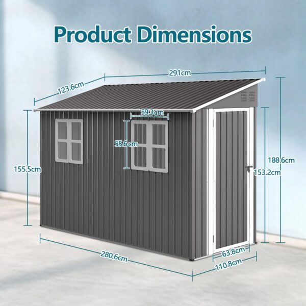 Pro-Tect 4'x10' Metal Lean To Shed - Grey and White - Image 8