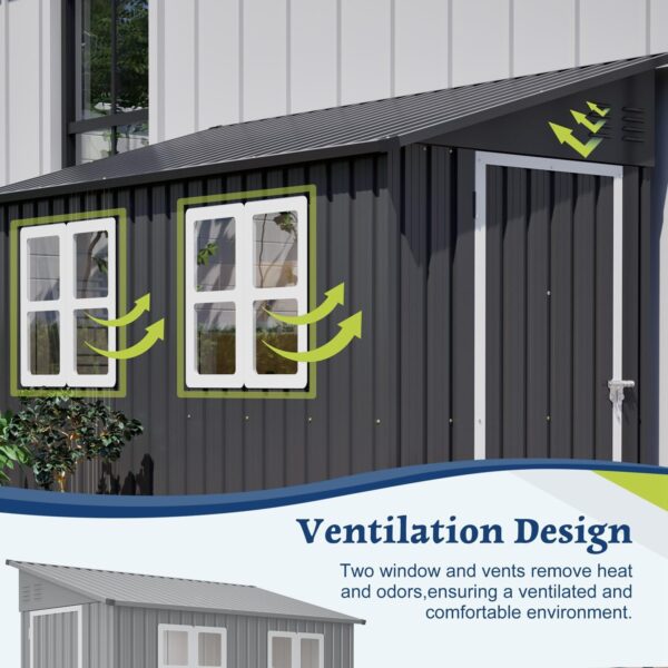 Pro-Tect 4'x8' Metal Lean To Shed with Foundation Grid - Anthracite and White - Image 5