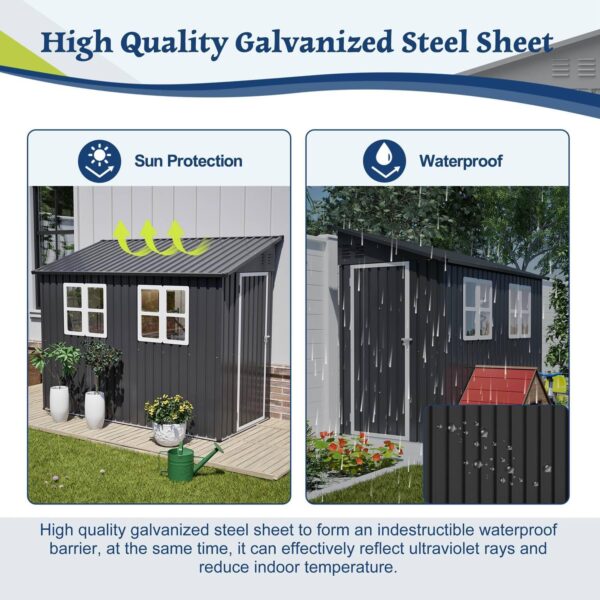 Pro-Tect 4'x8' Metal Lean To Shed with Foundation Grid - Anthracite and White - Image 8