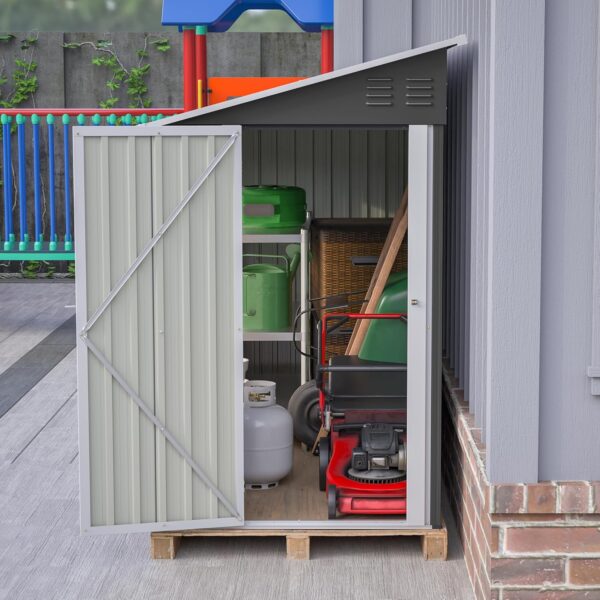 Pro-Tect 4'x10' Metal Lean To Shed - Grey and White - Image 10