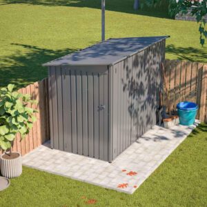 Pro-Tect 4'x8' Lean To Metal Shed with Shelving - Grey