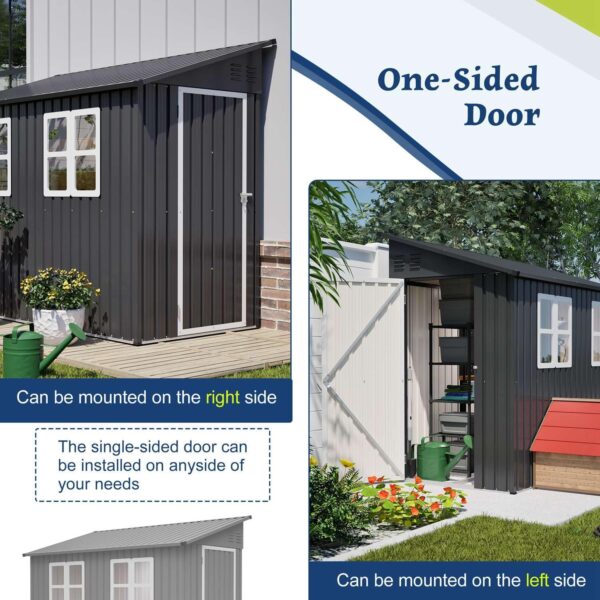 Pro-Tect 4'x8' Metal Lean To Shed with Foundation Grid - Anthracite and White - Image 6