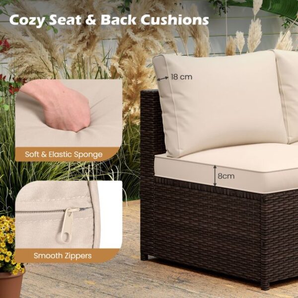 Pro-Tect 8 Piece Outdoor Patio Furniture Set with Cushions and Storage Box - Mix Brown / Beige - Image 7