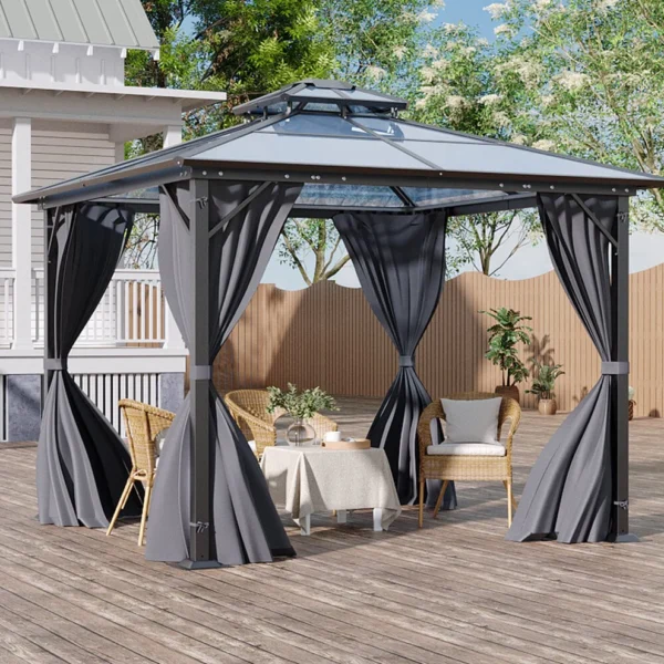 Living and Home 10'x10' Aluminium Double-Top Sun Canopy Gazebo - Image 5