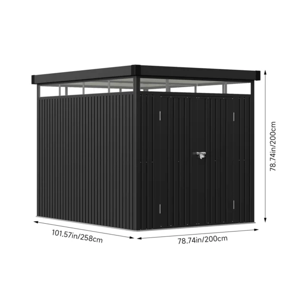Living and Home 6.5x8 Flat Roof Tool Shed - Charcoal Black - Image 3
