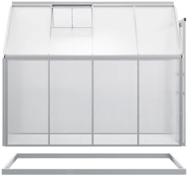 Outsunny 6ft x 8ft Polycarbonate Greenhouse - Silver Tone - Image 3