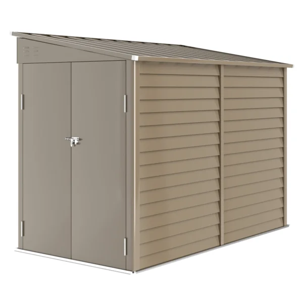 Outsunny 5'x9' Metal Lean-to Shed Shed with Foundation Kit - Brown - Image 5