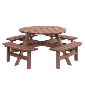 Pro-Tect 8 Seater Timber Picnic Table - Brown