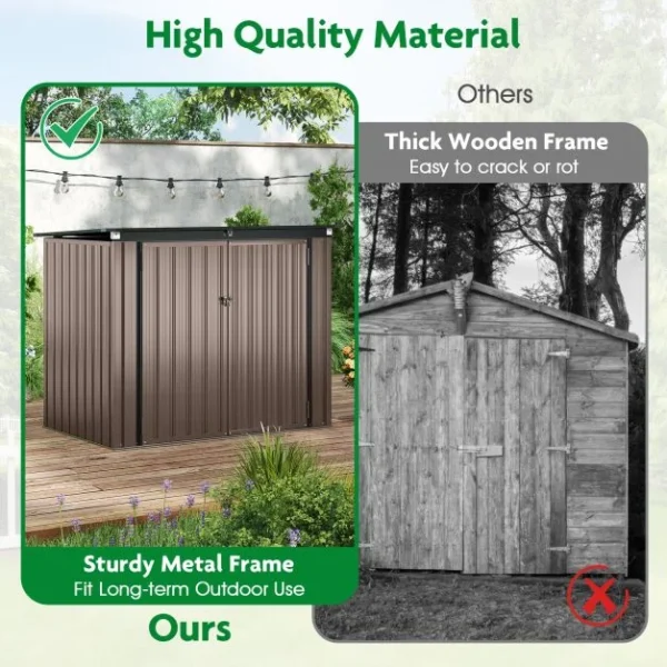 Pro-Tect 5'x 3' Double Metal Wheelie Bin Storage Unit - Warm Grey Brown - Image 11