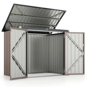Pro-Tect 5'x 3' Double Metal Wheelie Bin Storage Unit - Warm Grey Brown