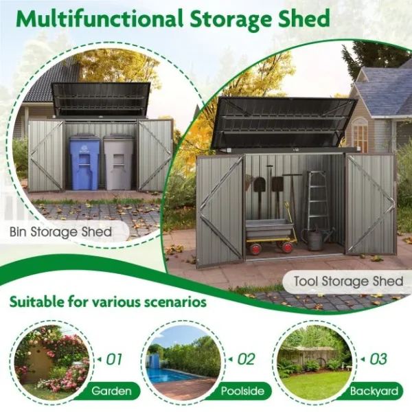 Pro-Tect 5'x 3' Double Metal Wheelie Bin Storage Unit - Warm Grey Brown - Image 10