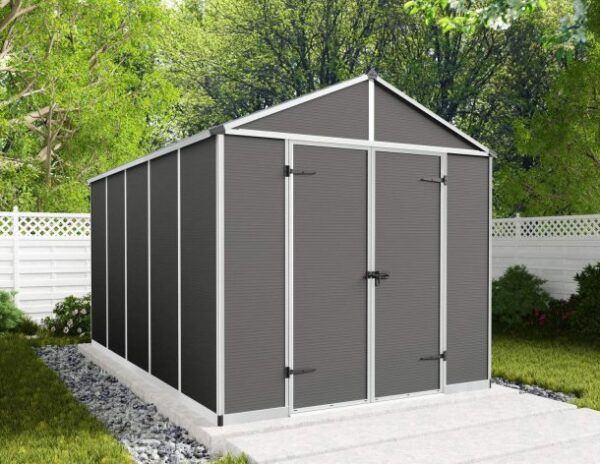 Palram 8x12 Canopia Rubicon Double Door Plastic Shed - Dark Grey - Image 16