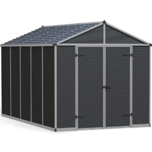 Palram 8x12 Canopia Rubicon Double Door Plastic Shed - Dark Grey